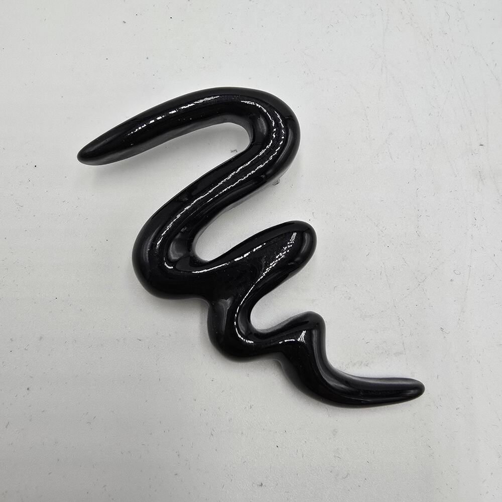 Vintage Black Acrylic Abstract Squiggle Brooch 80s 90s Y2K Modernistic Snake